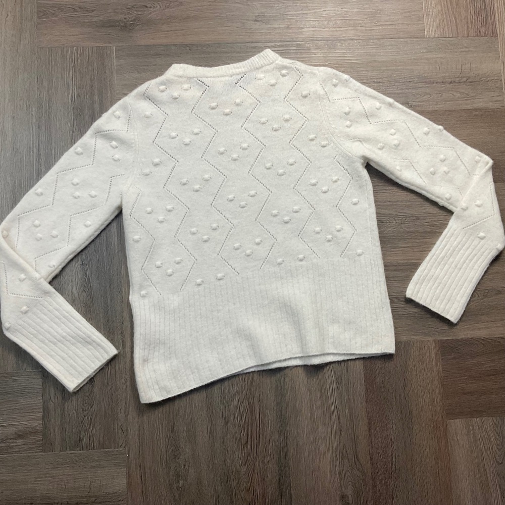 Splendid Julia Diamond Pointelle Wool Alpaca Blend Sweater Womens Medium Ivory - Picture 4 of 10